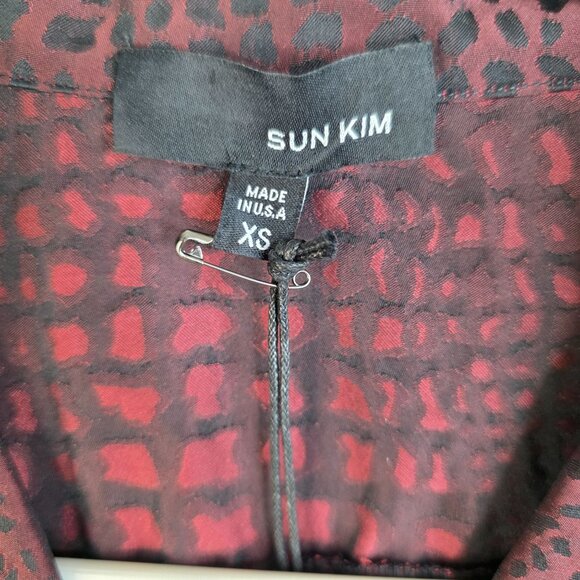 Sun Kim XS Crocodile Asymmetrical Lagenlook Button Front Blazer USA Designer